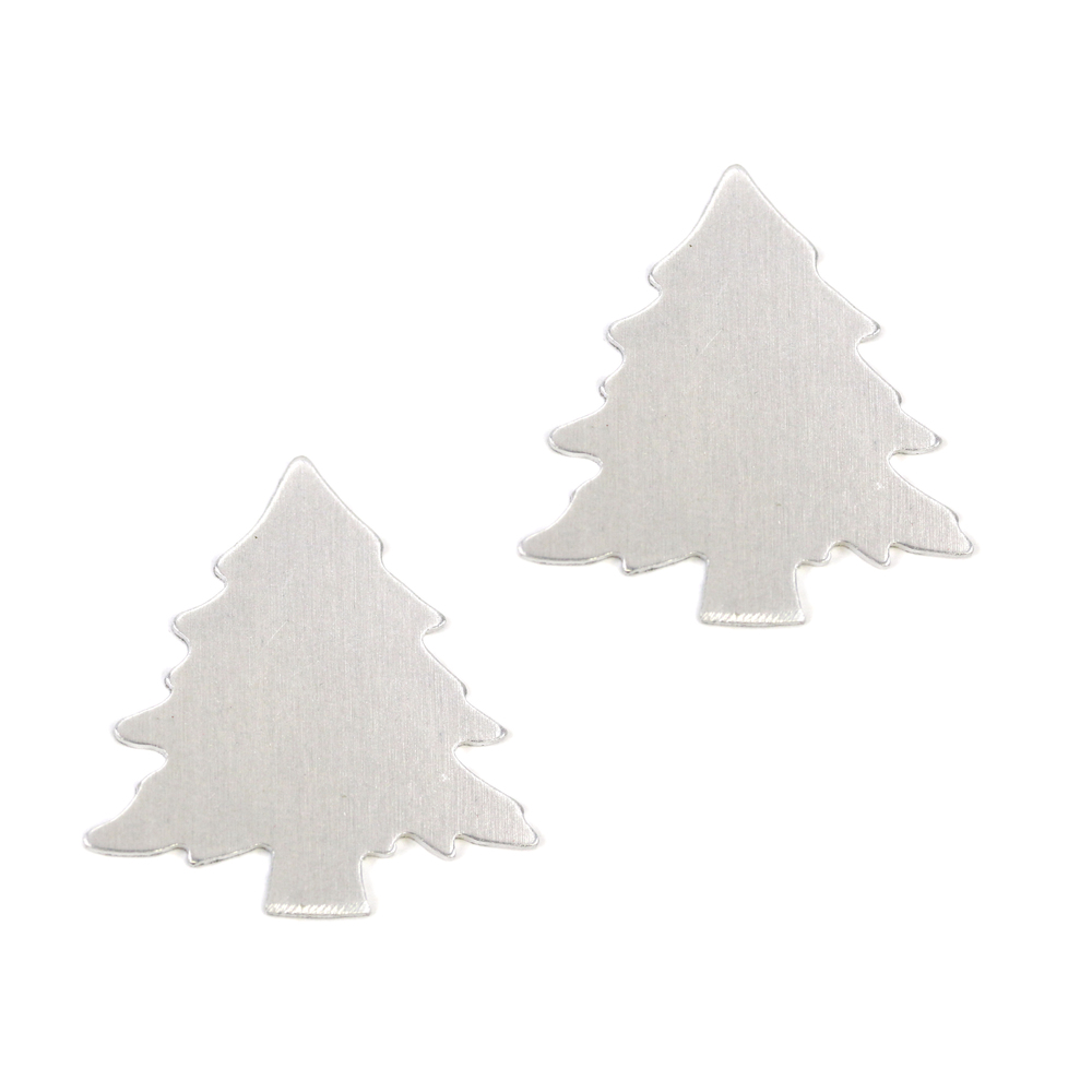 Metal Stamping Blanks Aluminum Pine Tree, 32.2mm (1.27") x 30.6mm (1.2") , 18g - Pack of 2